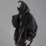 Autumn Embroidery Turtleneck Men's Hooded Sweatshirt Japanese Ninja Oversized Hoodies Hip Hop Fleece Pocket Streetwear Y2K Hoody streatozone