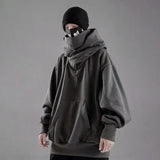 Autumn Embroidery Turtleneck Men's Hooded Sweatshirt Japanese Ninja Oversized Hoodies Hip Hop Fleece Pocket Streetwear Y2K Hoody streatozone