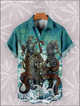 2023 Summer Men's Shirt Hawaiian Skull 3D Print Short Sleeve Social Shirts For Men Fashion Horror T-Shirts Oversized 5XL Tops streatozone